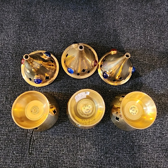 Set Of 3 Brass Incense Burner/ Tea Candle Holder‎ India 4" - Picture 4 of 14
